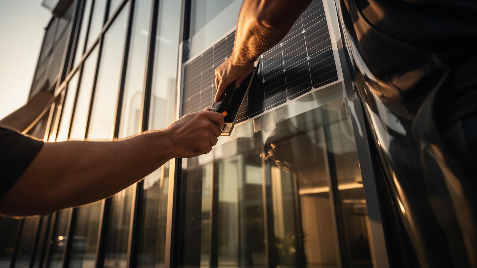 Warm sunset light across a glass commercial facade